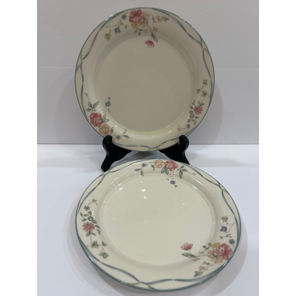 Lenox Country Cottage Courtyard Dinner Plates Set of 2 Floral Stoneware Ivory